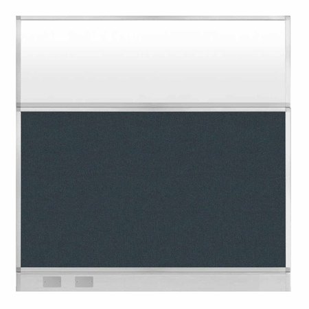 VERSARE Hush Panel Cubicle Partition 6' x 6' W/ Window Blue Spruce Fabric Frosted Window W/ Cable Channel 1812567-3